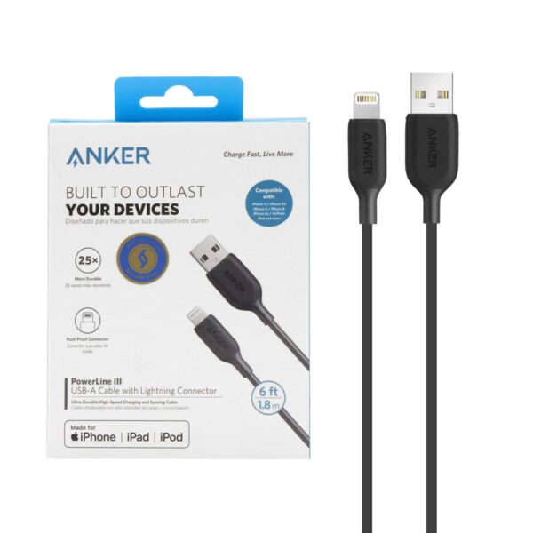 کابل تبدیل USB به لایتنینگ انکر مدل Anker PowerLine III A8813 طول 1.8 متر - تصویر 3
