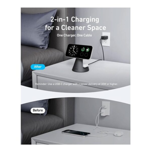 شارژر وایرلس 2 در 1 انکر Anker MagGo 2-in-1 Wireless Charger A25M7 - تصویر 3